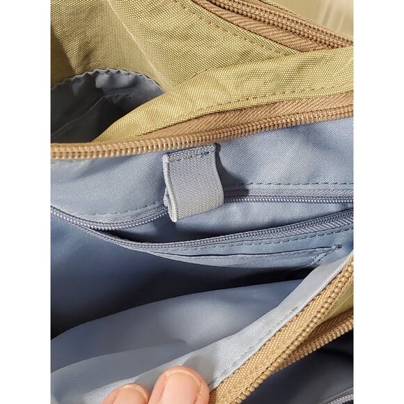 Baggallini Crossbody Travel Bag – Khaki with Blue Interior, Adjustable Strap - Picture 5 of 12